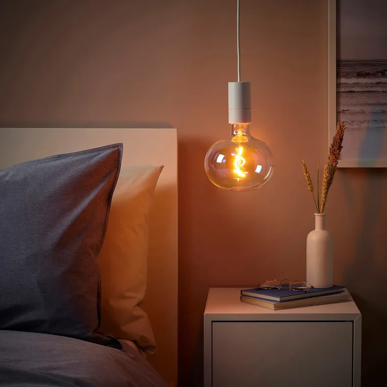 IKEA SUNNEBY СУННЕБЮ / MOLNART МОЛНАРТ, подвесной светильник с лампочкой, белый / эллипсовидный многоцветный 194.913.62 фото №2