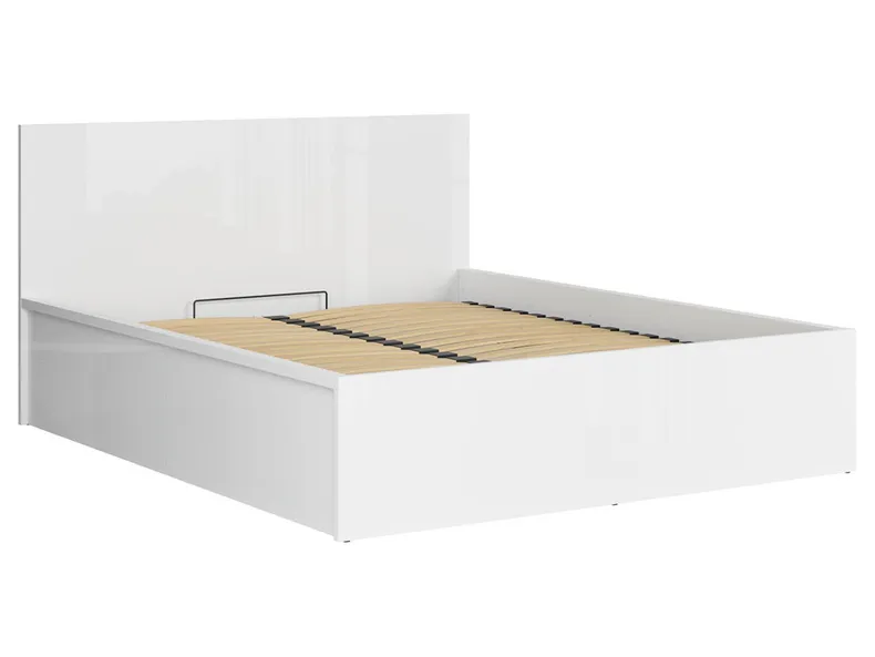 BRW Кровать Tetrix 160x200 с каркасом и ящиком для хранения белый глянцевый, белый глянец LOZ/160/B-BIP фото №1