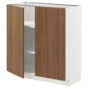 IKEA METOD МЕТОД, напольный шкаф с полками / 2дверцами, белый / Имитация коричневого ореха, 80x37 см 995.197.53 фото thumb №1