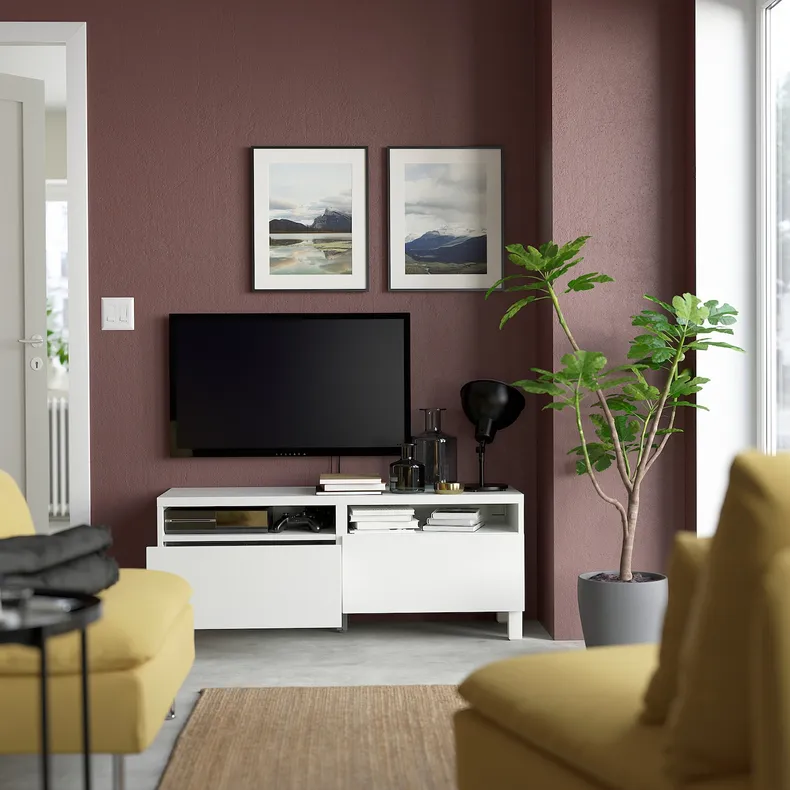 IKEA BESTÅ БЕСТО, тумба для телевізора з шухлядами, білий / ЛАППВІКЕН / СТУББ білий, 120x42x48 см 791.882.97 фото №2