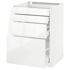 IKEA METOD МЕТОД / MAXIMERA МАКСИМЕРА, напольн шкаф 4 фронт панели / 4 ящика, белый / Рингхульт белый, 60x60 см 590.499.19 фото