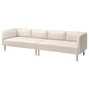 IKEA LILLEHEM ЛІЛЛЕХЕМ, 4-місний модульний диван, ВІССЛЕ/бежевий деревина 395.360.53 фото