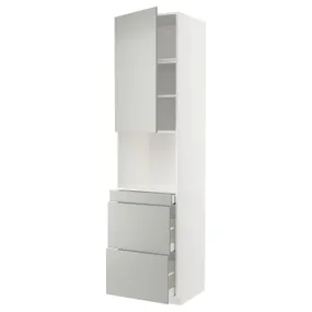 IKEA METOD МЕТОД / MAXIMERA МАКСИМЕРА, высокий шкаф д / СВЧ / дверца / 3ящика, белый / светло-серый, 60x60x240 см 695.385.31 фото