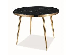 Стол кухонный SIGNAL CALVIN, чёрный / золотой, 100x100 фото