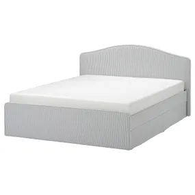 IKEA RAMNEFJÄLL РАМНЕФЙЕЛЛЬ, каркас ліжка з оббивкою, КЛОВСТА сірий / білий, 140x200 см 295.602.27 фото