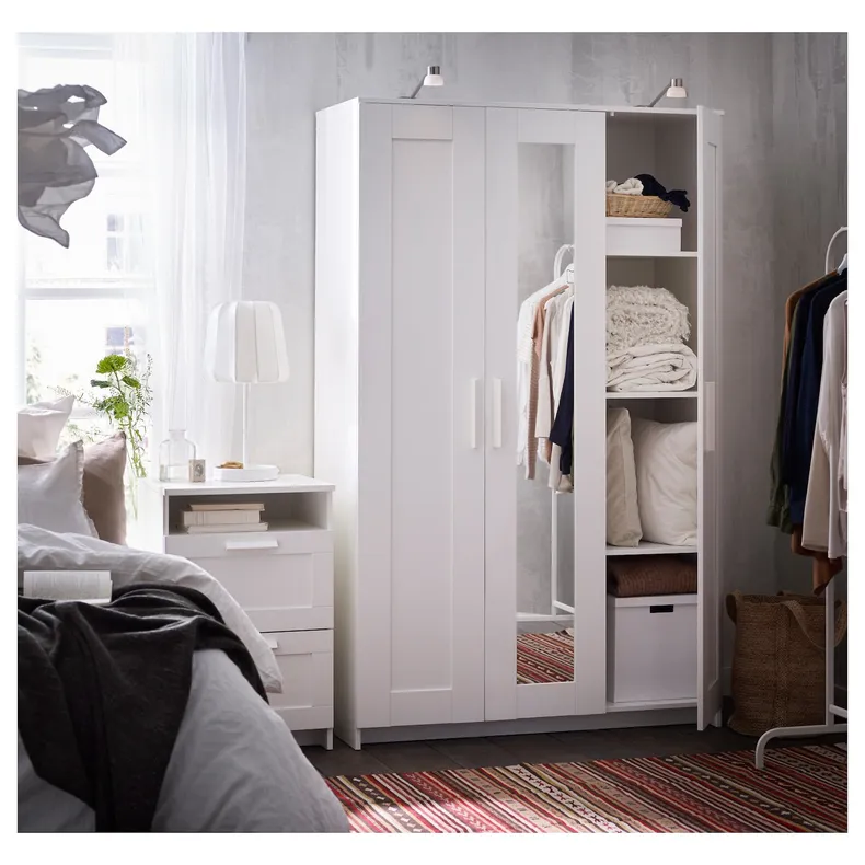IKEA BRIMNES БРІМНЕС, гардероб із 3 дверцятами, білий, 117x190 см 404.079.22 фото №2