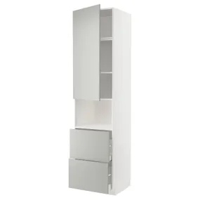 IKEA METOD МЕТОД / MAXIMERA МАКСИМЕРА, высокий шкаф д / СВЧ / дверца / 2ящика, белый / светло-серый, 60x60x240 см 895.387.33 фото