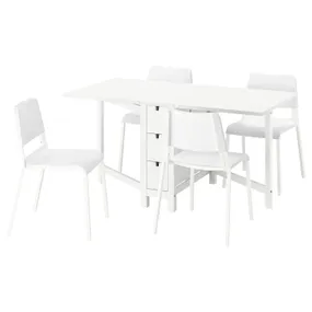 IKEA NORDEN НОРДЕН / TEODORES ТЕОДОРЕС, стіл+4 стільці, білий/білий, 26/89/152 см 895.688.24 фото