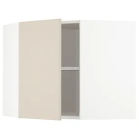 IKEA METOD МЕТОД, угловой навесной шкаф с полками, белый / гавсторпский бежевый, 68x60 см 294.264.94 фото