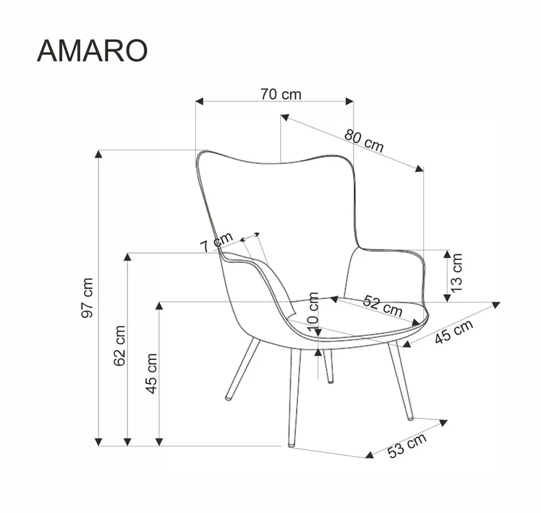 Мягкое кресло HALMAR AMARO, горчица фото №3