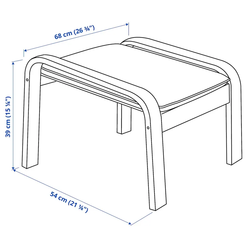 IKEA POÄNG ПОЕНГ, крісло та підставка для ніг, чорно-коричневий / ХІЛЛАРЕД темно-синій 294.842.81 фото №8