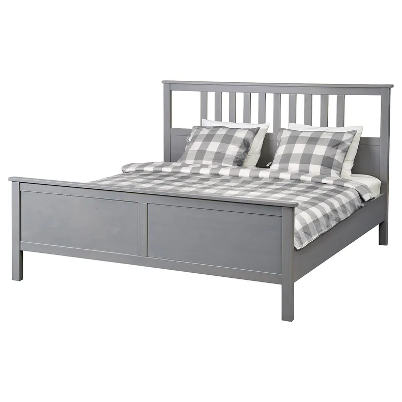 IKEA HEMNES ХЕМНЕС, каркас ліжка, Пофарбований сірий / Ліндборн, 140x200 см 394.949.15 фото №1