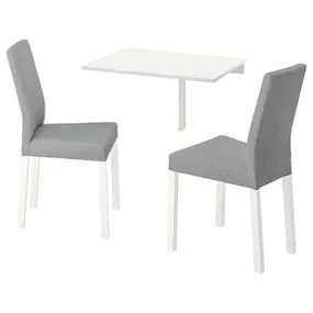 IKEA NORBERG НОРБЕРГ / KÄTTIL КЕТТІЛЬ, стіл+2 стільці, білий / КНІСА світло-сірий, 74 см 594.287.69 фото