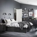 IKEA MALM МАЛЬМ, каркас ліжка, високий, 2 крб д / збер, чорний / коричневий / Лейрсунд, 140x200 см 991.763.21 фото thumb №2