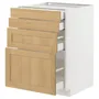 IKEA METOD МЕТОД / MAXIMERA МАКСИМЕРА, напольный шкаф 4 фасада / 4 ящика, белый / дуб форсбака, 60x60 см 295.092.48 фото