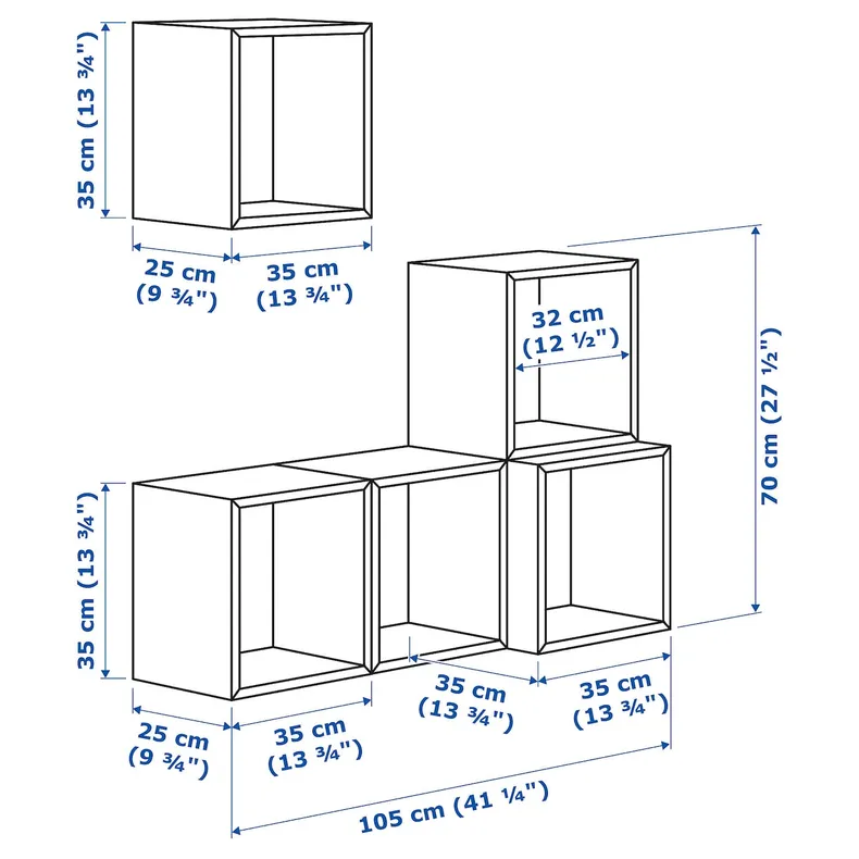 IKEA EKET ЕКЕТ, настінна комбінація шаф, темно-сірий, 105x35x120 см 891.890.98 фото №4