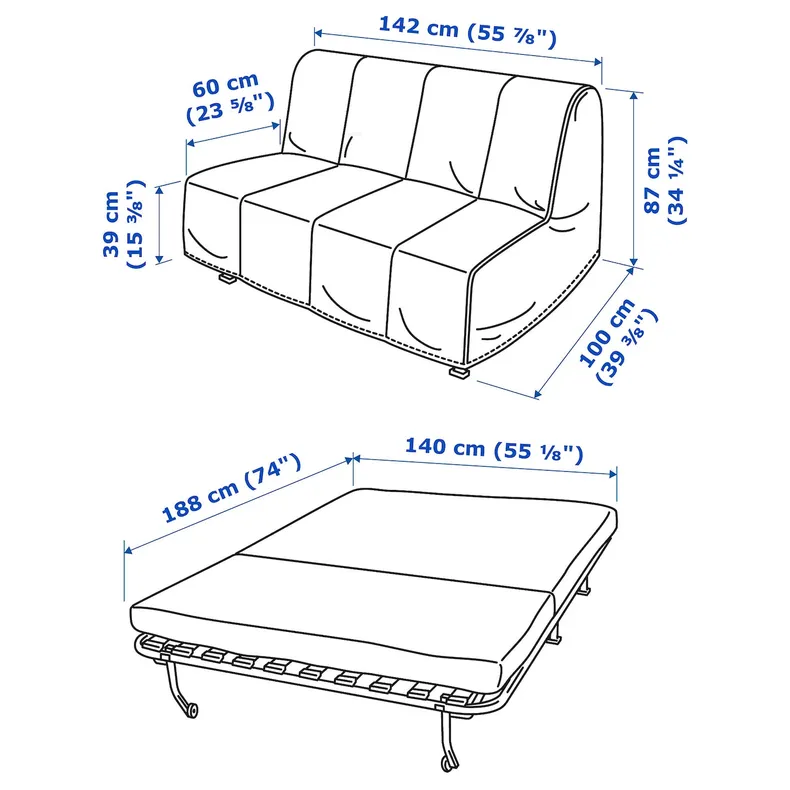 IKEA LYCKSELE MURBO ЛЮККСЕЛЕ МУРБУ, 2-місний диван-ліжко, ВАНСБРУ яскраво-зелений 893.871.21 фото №6