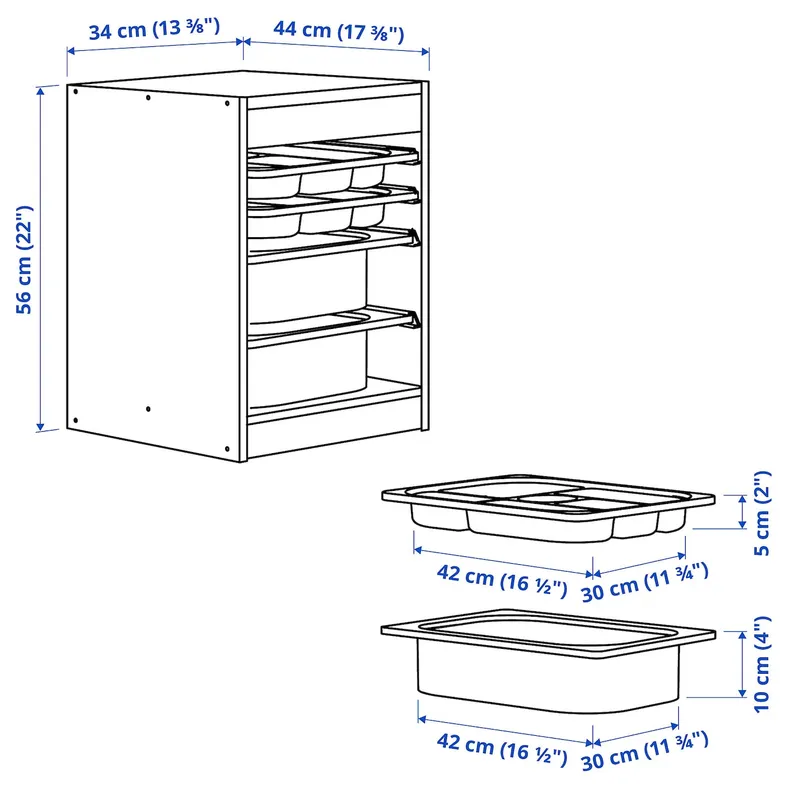 IKEA TROFAST, стеллаж для мусорных контейнеров/лотков, белый красный/светло-зеленый, 34x44x56 см 095.732.35 фото №7