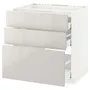 IKEA METOD МЕТОД / MAXIMERA МАКСІМЕРА, підлог шафа д / плити, 3 фр пан / 3 шух, білий / Ringhult світло-сірий, 80x60 см 191.424.34 фото