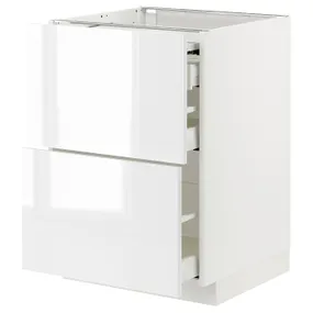 IKEA METOD МЕТОД / MAXIMERA МАКСИМЕРА, напольный шкаф с выдвиж панелью / 3ящ, белый / Рингхульт белый, 60x60 см 794.338.02 фото