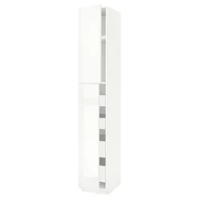IKEA METOD МЕТОД / MAXIMERA МАКСІМЕРА, висока шафа, 2 дверцят / 4 шухляди, білий / РІНГХУЛЬТ білий, 40x60x240 см 994.663.68 фото