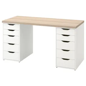 IKEA LAGKAPTEN ЛАГКАПТЕН / ALEX АЛЕКС, письменный стол, дуб, окрашенный в белый цвет, 140x60 см 494.320.26 фото