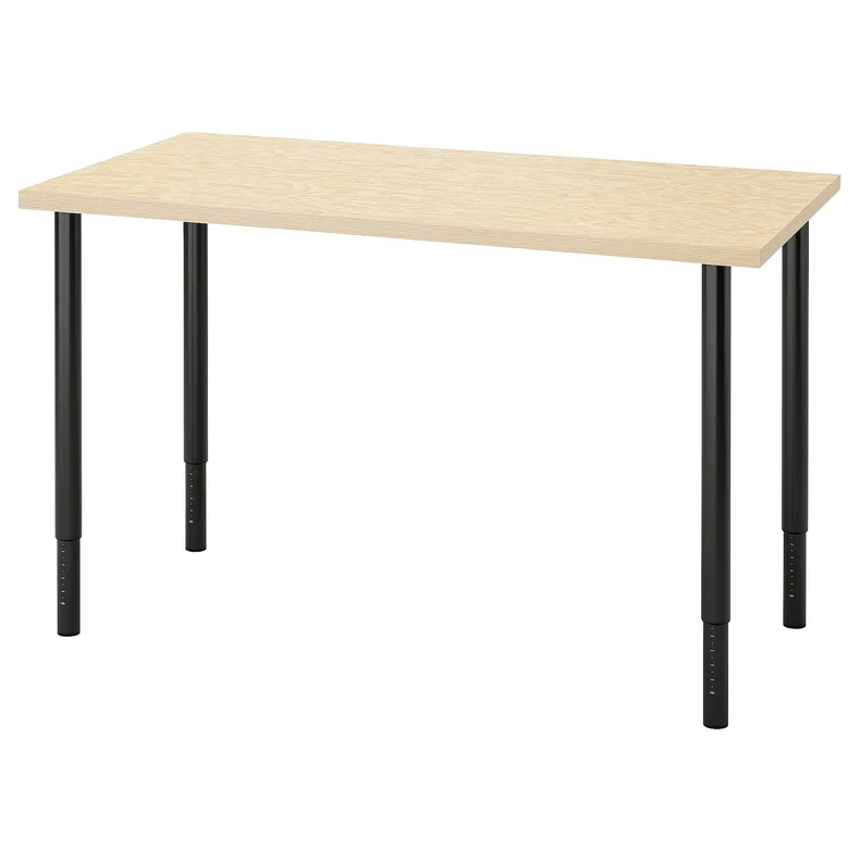 IKEA MITTCIRKEL МИТТЦИРКЕЛЬ / OLOV ОЛОВ, письменный стол, яркий эффект сосны / черного цвета, 120x60 см 595.086.81 фото №1