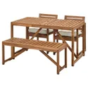 IKEA NÄMMARÖ НЕММАРЕ, стіл+2 стільці+лавка, вуличний, пляма світло-коричнева/куддарна бежева 094.912.11 фото thumb №1