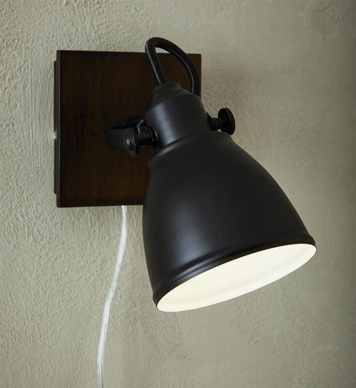BRW Родной регулируемый настенный светильник для чтения черный деревянный 080864 фото №2