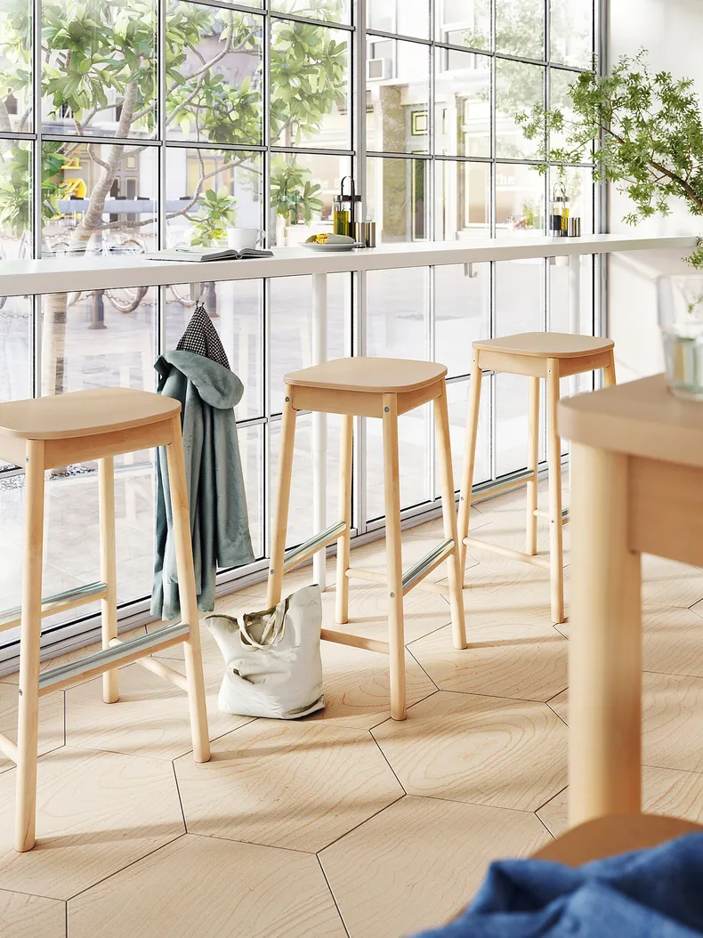 IKEA RÖNNINGE РЕННІНГЕ, барний стілець, береза, 75 см 905.112.33 фото №6