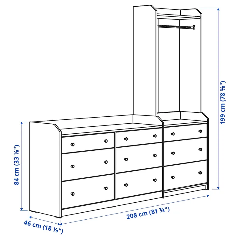 IKEA HAUGA ХАУГА, шафа, сірий, 208х199 см 893.882.29 фото №7