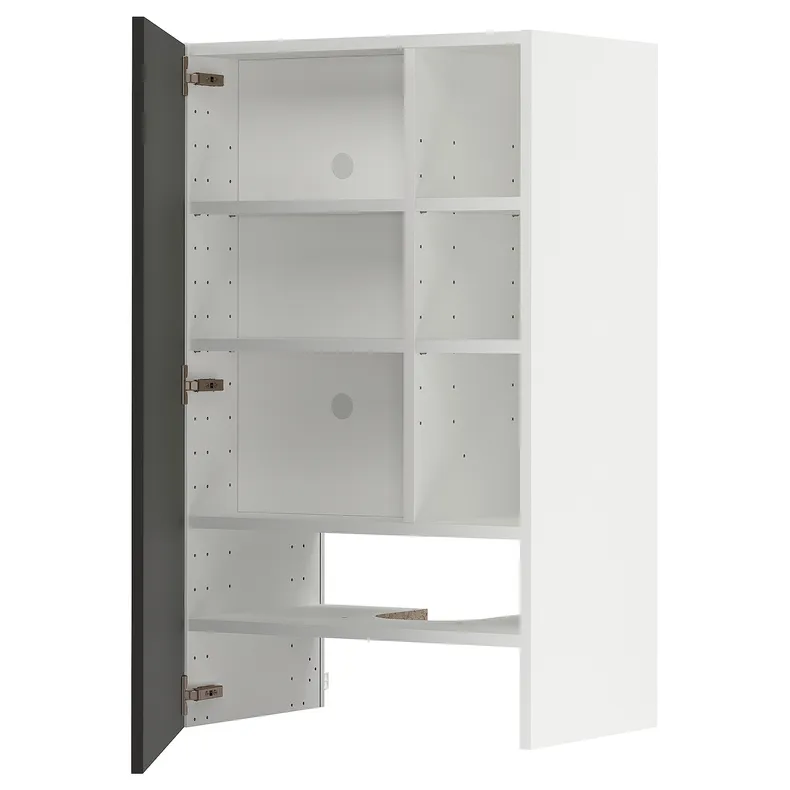 IKEA METOD МЕТОД, навесной шкаф д / вытяжки / полка / дверь, белый / Никебо матовый антрацит, 60x100 см 695.042.20 фото №1