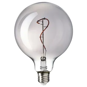 IKEA MOLNART МОЛНАРТ, светодиодная лампочка E27 140 лм, сфера серая прозрачное стекло, 125 мм 205.134.81 фото