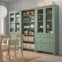 IKEA HEMNES, Комбинация стеллажей с дверями/стойками, серо-зеленое/светло-коричневое пятно, 270x197 см 395.910.68 фото thumb №2