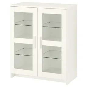 IKEA BRIMNES БРИМНЭС, шкаф с дверями, стекло / белый, 78x95 см 503.006.66 фото