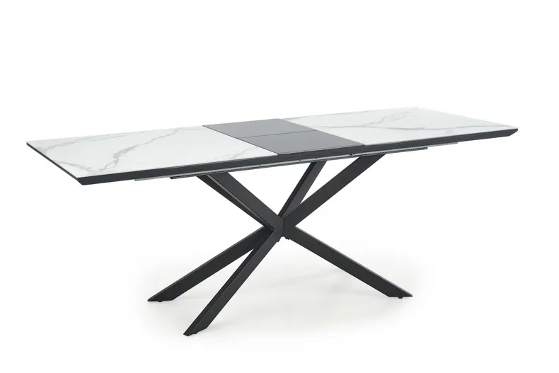 Кухонний стіл розкладний HALMAR DIESEL 160-200x90 см, стільниця - білий мармур / темно-сірий, ніжки - чорні фото №13