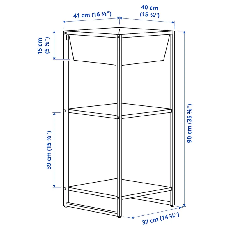 IKEA JOSTEIN ЙОСТЕЙН, стеллаж с контейнером, внутренний / наружный / металлический белый, 41x40x90 см 494.371.75 фото №5