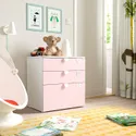 IKEA SMÅSTAD СМОСТАД / PLATSA ПЛАТСА, комод с 3 ящиками, белый / бледно-розовый, 60x42x63 см 594.201.60 фото thumb №2