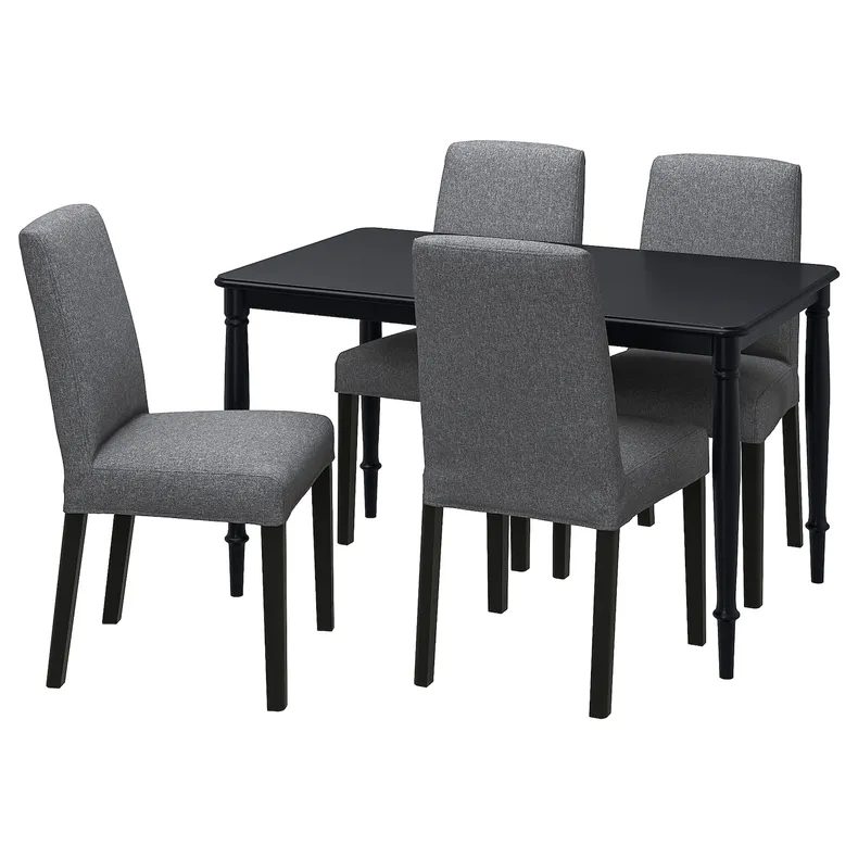 IKEA DANDERYD ДАНДЕРЮД / BERGMUND БЕРГМУНД, стіл+4 стільці, чорний / Gunnared середньо-сірий, 130 см 295.443.03 фото №1