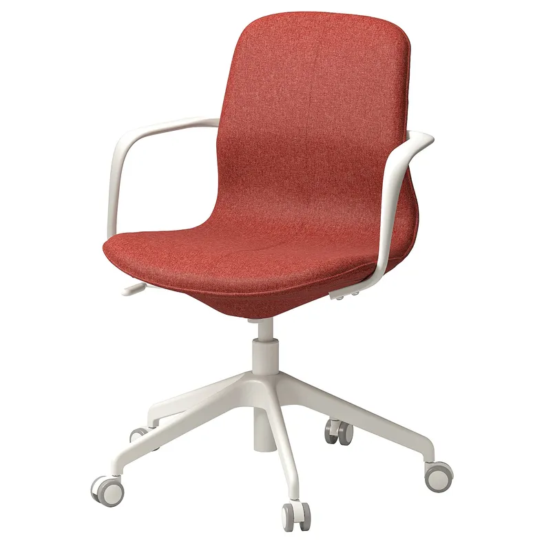 IKEA LÅNGFJÄLL ЛОНГФЬЕЛЛЬ, рабочий стул с подлокотниками, Окрашенный в красный / оранжевый / белый цвет 995.077.26 фото №1