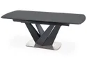 Обеденный стол раскладной HALMAR PATRIZIO 160-200x90 см, столешница - темный ясен, ножка - черный фото thumb №1