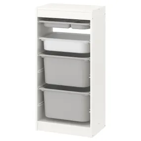 IKEA TROFAST ТРУФАСТ, комбинация с контейнерами / лотком, белый серый / белый, 46x30x94 см 294.783.79 фото