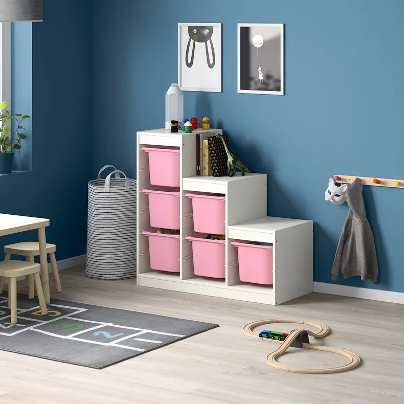 IKEA TROFAST ТРУФАСТ, комбинация д/хранения, белый/розовый, 99x44x94 см 293.355.35 фото №2
