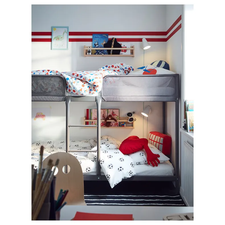 IKEA TUFFING ТУФФІНГ, каркас 2-ярусного ліжка, темно-сірий, 90x200 см 002.392.33 фото №7