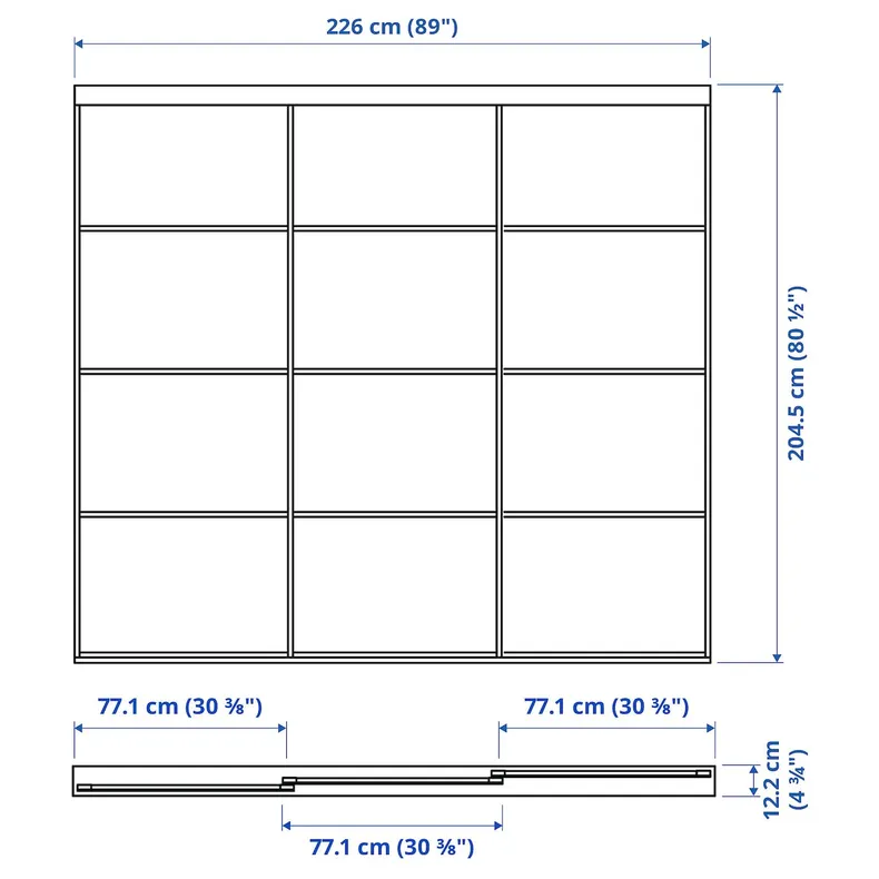 IKEA SKYTTA СКЮТТА / HOKKSUND ХОККСУНД, дверь раздвижная, комбинация, черный / светло-серый глянцевый, 226x205 см 694.227.43 фото №3