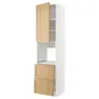 IKEA METOD МЕТОД / MAXIMERA МАКСІМЕРА, висока шафа для духовки+дверц/2шухл, білий/ФОРСБАККА дуб, 60x60x240 см 495.095.39 фото