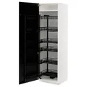 IKEA METOD МЕТОД, высокий шкаф с выдвижным модулем, белый / Лерхиттан с черными пятнами, 60x60x200 см 994.720.05 фото thumb №1