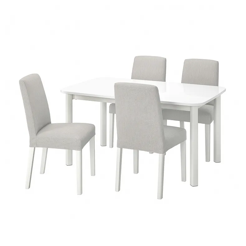 IKEA STRANDTORP СТРАНДТОРП / BERGMUND БЕРГМУНД, стіл+4 стільці, білий / Orsta світло-сірий, 150 / 205 / 260 см 194.410.89 фото №1