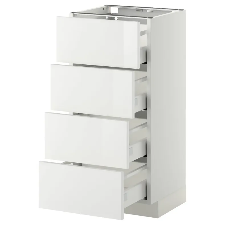 IKEA METOD МЕТОД / MAXIMERA МАКСИМЕРА, напольн шкаф 4 фронт панели / 4 ящика, белый / Рингхульт белый, 40x37 см 790.262.95 фото №1