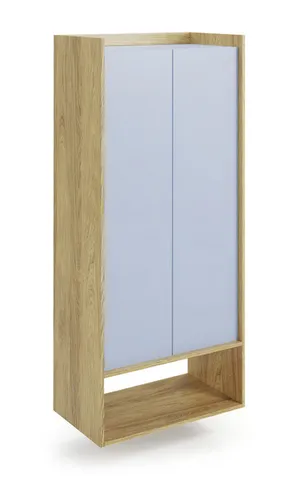Книжный шкаф HALMAR MOBIUS 2D 78x41 см, корпус : натуральный гикори, фасады - горизонт синий фото
